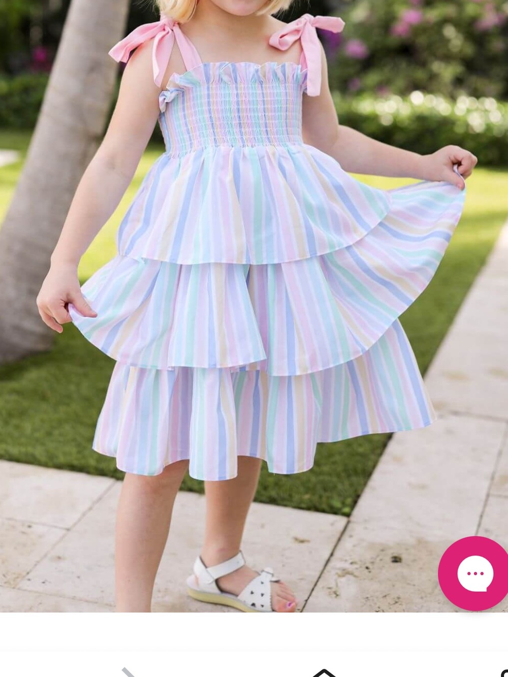 Girls' Mint and White Striped Ruffle Sundress